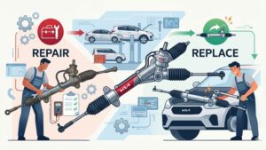 Иллюстрация рулевой рейки KIA для статьи о выборе между ремонтом и заменой детали